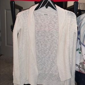 White cardigan sweater